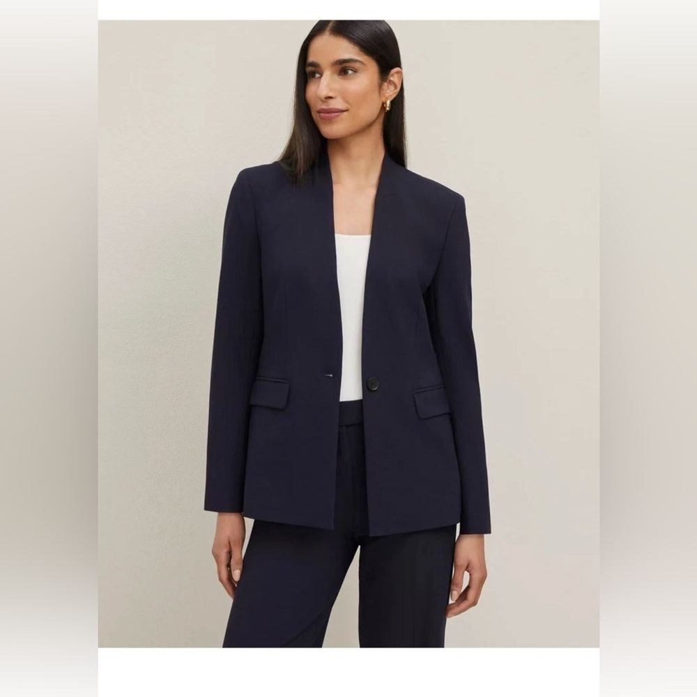 NWT $189 Ann Taylor bi stretch seasonless one button blazer black sz 0P